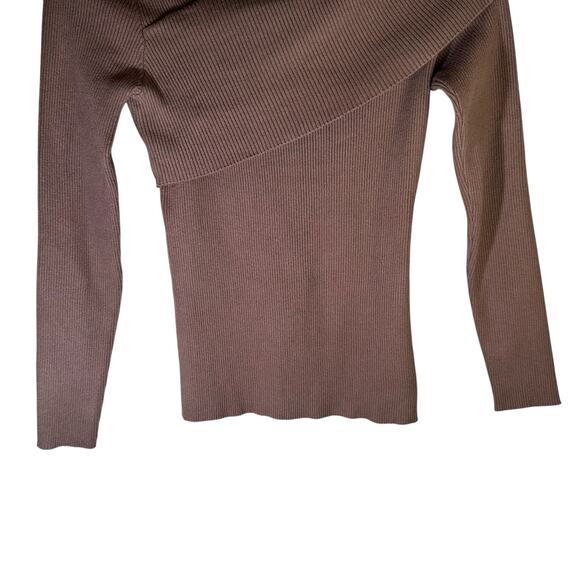 Lillusory Off the Shoulder Ribbed Sweater Brown Size XS Knit Pullover Going Out - Picture 5 of 8